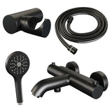 BRAUER Black Edition opbouw baddouche thermostaatkraan SET 04 met wandhouder en 3-standen handdouche en doucheslang mat zwart