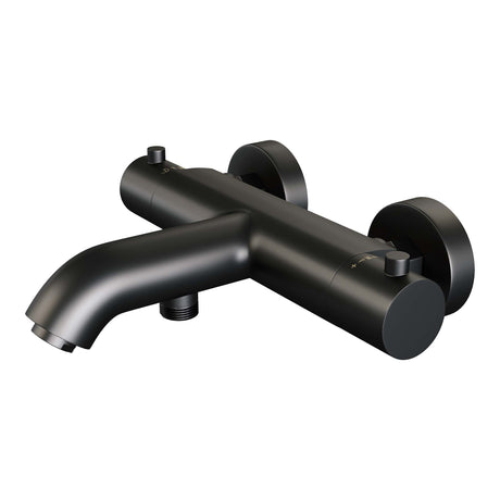 BRAUER Black Edition opbouw baddouche thermostaatkraan SET 04 met wandhouder en 3-standen handdouche en doucheslang mat zwart