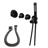 BRAUER Black Edition thermostatische inbouw badkraan SET 01 met badvulcombinatie en staaf handdouche en doucheslang en wandaansluitbocht mat zwart