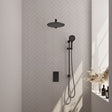 BRAUER Black Edition thermostatische inbouw regendouche 3-weg omstelling SET 44 met 30 cm douchekop en rechte muurarm en 3-standen handdouche en doucheslang en geïntegreerde glijstang mat zwart