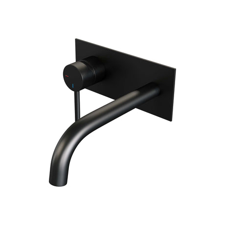 BRAUER Black Edition inbouw wastafelmengkraan met gebogen uitloop en afdekplaat model A2 mat zwart