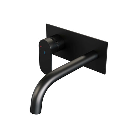 BRAUER Black Edition inbouw wastafelmengkraan met gebogen uitloop en afdekplaat model C2 mat zwart