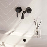 BRAUER Black Carving inbouw wastafelmengkraan met gebogen uitloop en rozetten model A2 mat zwart 5-S-083-B6-65