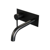 BRAUER Black Carving inbouw wastafelmengkraan met gebogen uitloop en afdekplaat model A2 mat zwart 5-S-083-B6