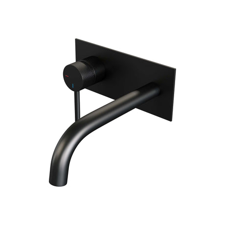 BRAUER Black Carving inbouw wastafelmengkraan met gebogen uitloop en afdekplaat model A2 mat zwart 5-S-083-B6