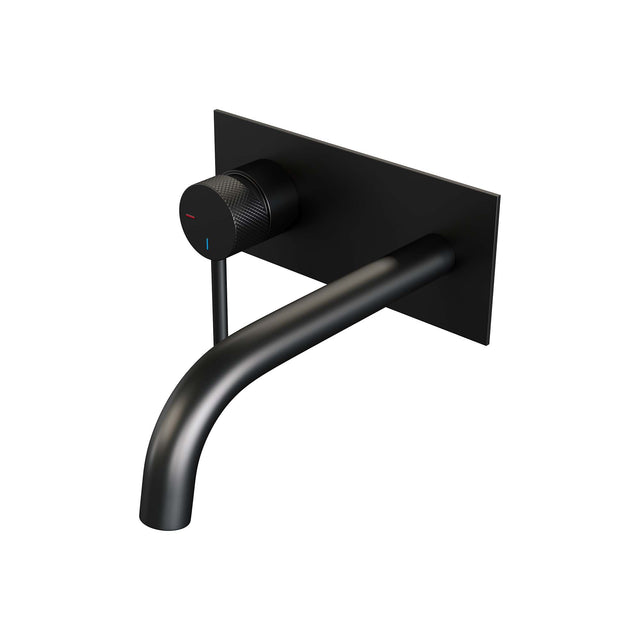 BRAUER Black Carving inbouw wastafelmengkraan met gebogen uitloop en afdekplaat model A2 mat zwart 5-S-083-B6