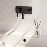 BRAUER Black Carving inbouw wastafelmengkraan met gebogen uitloop en afdekplaat model A2 mat zwart 5-S-083-B6