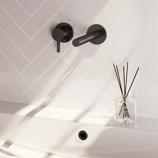 BRAUER Black Edition inbouw wastafelmengkraan met rechte uitloop en rozetten model E2 mat zwart