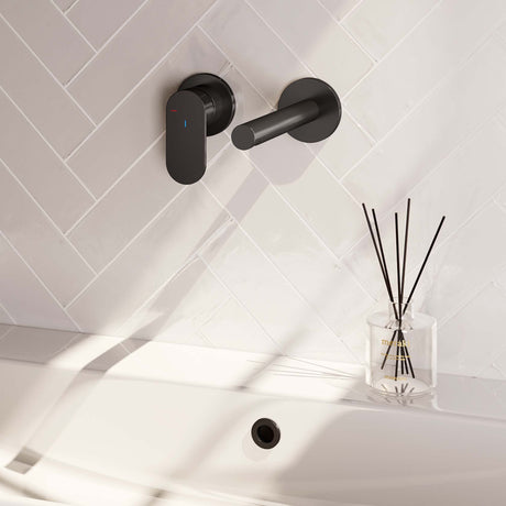 BRAUER Black Edition inbouw wastafelmengkraan met rechte uitloop en rozetten model C2 mat zwart