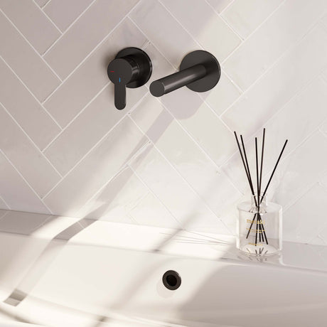 BRAUER Black Edition inbouw wastafelmengkraan met rechte uitloop en rozetten model D2 mat zwart