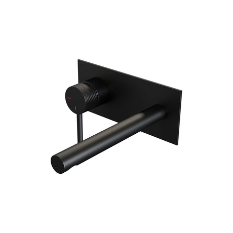 BRAUER Black Carving inbouw wastafelmengkraan met rechte uitloop en afdekplaat model A2 mat zwart 5-S-083-S6