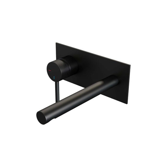 BRAUER Black Carving inbouw wastafelmengkraan met rechte uitloop en afdekplaat model A2 mat zwart 5-S-083-S6
