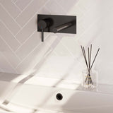 BRAUER Black Carving inbouw wastafelmengkraan met rechte uitloop en afdekplaat model A2 mat zwart 5-S-083-S6