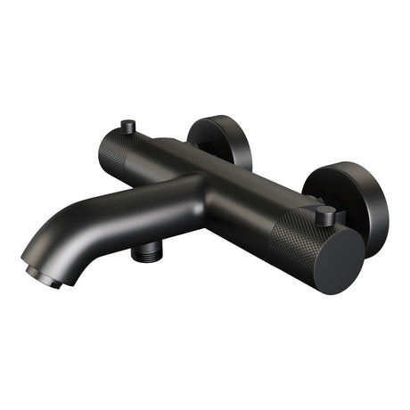 BRAUER Black Carving opbouw baddouche thermostaatkraan SET 04 met wandhouder en 3-standen handdouche en doucheslang mat zwart 5-S-085-4