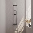 BRAUER Black Carving opbouw thermostatische regendouche SET 01 met 20 cm douchekop en staaf handdouche en doucheslang mat zwart 5-S-087-1
