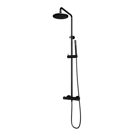 BRAUER Black Carving opbouw thermostatische regendouche SET 01 met 20 cm douchekop en staaf handdouche en doucheslang mat zwart 5-S-087-1