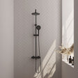 BRAUER Black Carving opbouw thermostatische regendouche SET 02 met 20 cm douchekop en 3-standen handdouche en doucheslang mat zwart 5-S-087-2