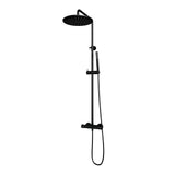 BRAUER Black Carving opbouw thermostatische regendouche SET 03 met 30 cm douchekop en staaf handdouche en doucheslang mat zwart 5-S-087-3