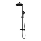 BRAUER Black Carving opbouw thermostatische regendouche SET 04 met 30 cm douchekop en 3-standen handdouche en doucheslang mat zwart 5-S-087-4