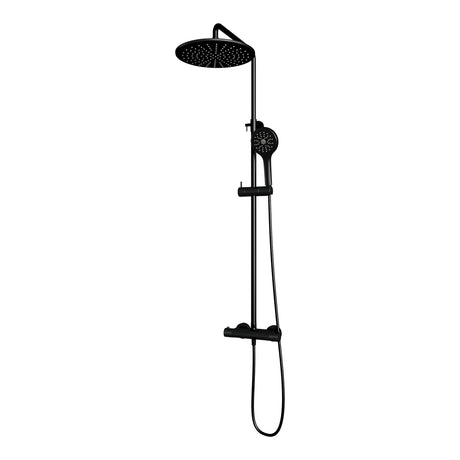 BRAUER Black Carving opbouw thermostatische regendouche SET 04 met 30 cm douchekop en 3-standen handdouche en doucheslang mat zwart 5-S-087-4