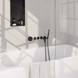BRAUER Black Carving thermostatische inbouw badkraan SET 01 met uitloop en staaf handdouche en doucheslang en wandaansluitbocht mat zwart 5-S-093