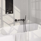 BRAUER Black Carving thermostatische inbouw badkraan SET 01 met uitloop en staaf handdouche en doucheslang en wandaansluitbocht mat zwart 5-S-093