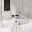 BRAUER Black Carving thermostatische inbouw badkraan SET 01 met badvulcombinatie en staaf handdouche en doucheslang en wandaansluitbocht mat zwart 5-S-095