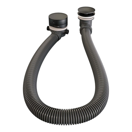BRAUER Black Carving thermostatische inbouw badkraan SET 02 met badvulcombinatie en 3-standen handdouche en doucheslang en wandaansluitbocht mat zwart 5-S-096