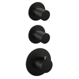 BRAUER Black Carving thermostatische inbouw regendouche SET 02 met 30 cm douchekop en rechte muurarm en staaf handdouche en doucheslang en wandaansluitbocht mat zwart 5-S-098