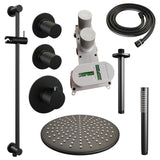 BRAUER Black Carving thermostatische inbouw regendouche SET 18 met 30 cm douchekop en plafondarm en staaf handdouche en doucheslang en geÃ¯ntegreerde glijstang mat zwart 5-S-114