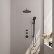 BRAUER Black Carving thermostatische inbouw regendouche SET 22 met 30 cm douchekop en gebogen muurarm en 3-standen handdouche en doucheslang en geÃ¯ntegreerde glijstang mat zwart 5-S-118