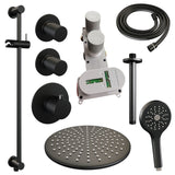 BRAUER Black Carving thermostatische inbouw regendouche SET 24 met 30 cm douchekop en plafondarm en 3-standen handdouche en doucheslang en geÃ¯ntegreerde glijstang mat zwart 5-S-120