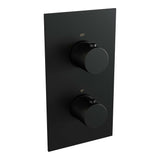 BRAUER Black Carving thermostatische inbouw regendouche 3-weg omstelling SET 25 met 20 cm douchekop en rechte muurarm en staaf handdouche en doucheslang en wandaansluitbocht mat zwart 5-S-121