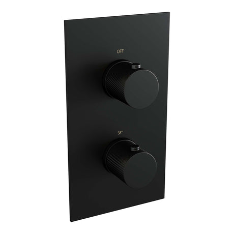 BRAUER Black Carving thermostatische inbouw regendouche 3-weg omstelling SET 26 met 30 cm douchekop en rechte muurarm en staaf handdouche en doucheslang en wandaansluitbocht mat zwart 5-S-122