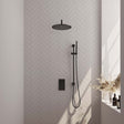 BRAUER Black Carving thermostatische inbouw regendouche 3-weg omstelling SET 40 met 30 cm douchekop en gebogen muurarm en staaf handdouche en doucheslang en geÃ¯ntegreerde glijstang mat zwart 5-S-136