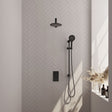 BRAUER Black Carving thermostatische inbouw regendouche 3-weg omstelling SET 43 met 20 cm douchekop en rechte muurarm en 3-standen handdouche en doucheslang en geÃ¯ntegreerde glijstang mat zwart 5-S-139