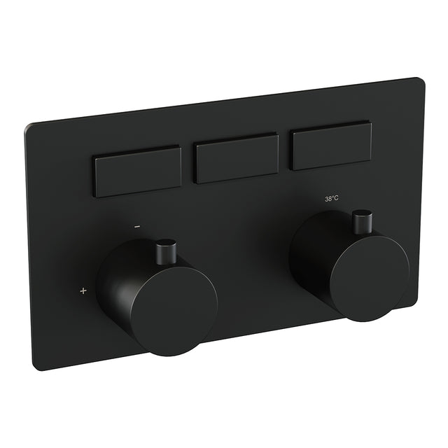 BRAUER Black Edition 3-weg inbouwthermostaat met drukknoppen met in- en afbouwdelen mat zwart