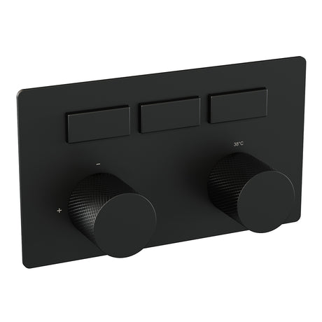 BRAUER Black Carving 3-weg inbouwthermostaat met drukknoppen met in- en afbouwdelen mat zwart 5-S-158