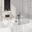 BRAUER Black Edition thermostatische inbouw badkraan met drukknoppen SET 03 met badvulcombinatie en staaf handdouche en doucheslang en wandaansluitbocht mat zwart 5-S-208