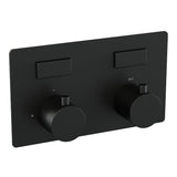 BRAUER Black Edition thermostatische inbouw badkraan met drukknoppen SET 04 met badvulcombinatie en 3-standen handdouche en doucheslang en wandaansluitbocht mat zwart 5-S-209