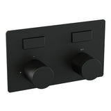 BRAUER Black Carving thermostatische inbouw badkraan met drukknoppen SET 04 met badvulcombinatie en 3-standen handdouche en doucheslang en wandaansluitbocht mat zwart 5-S-213