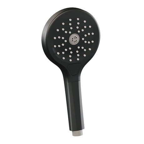 BRAUER Black Carving thermostatische inbouw badkraan met drukknoppen SET 04 met badvulcombinatie en 3-standen handdouche en doucheslang en wandaansluitbocht mat zwart 5-S-213