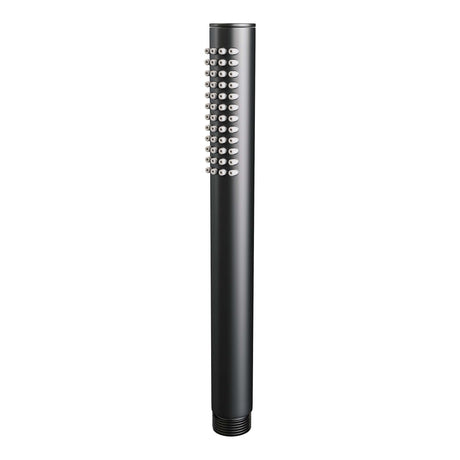 BRAUER Black Carving thermostatische inbouw badkraan met drukknoppen SET 03 met uitloop en staaf handdouche en doucheslang en wandaansluitbocht mat zwart 5-S-214