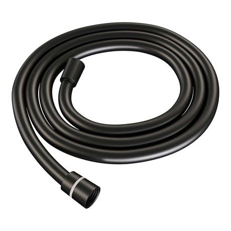 BRAUER Black Carving thermostatische inbouw badkraan met drukknoppen SET 04 met uitloop en 3-standen handdouche en doucheslang en wandaansluitbocht mat zwart 5-S-215