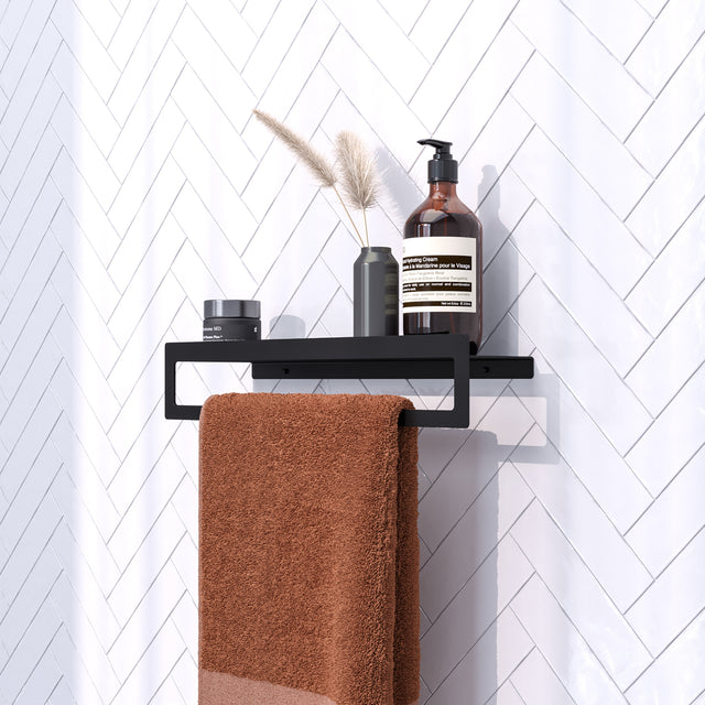 BRAUER Handdoekrek met planchet mat zwart 5-S-226