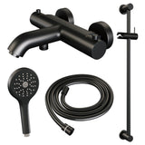 BRAUER Black Edition opbouw baddouche thermostaatkraan SET 02 met glijstang en 3-standen handdouche en doucheslang mat zwart 5-S-231
