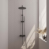 BRAUER Black Edition opbouw thermostatische regendouche SET 03 met 30 cm hoofddouche en staaf handdouche en doucheslang mat zwart 5-S-241