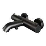 BRAUER Black Carving opbouw baddouche thermostaatkraan SET 03 met wandhouder en staaf handdouche en doucheslang mat zwart 5-S-246