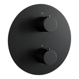 BRAUER Black Carving 3-weg inbouwthermostaat rond met in- en afbouwdelen mat zwart 5-S-266