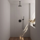 BRAUER Black Edition thermostatische inbouw regendouche 3-weg rond SET 77 met 20 cm douchekop en plafondarm en staaf handdouche en doucheslang en wandaansluitbocht mat zwart 5-S-271